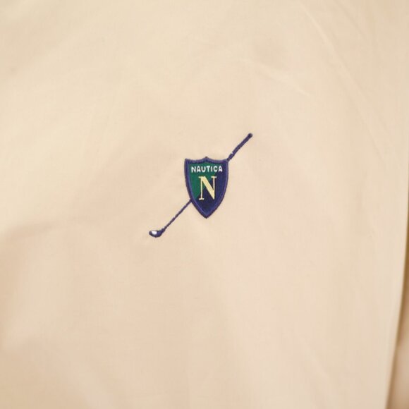 Nautica 2XL Tan Crew Neck Pullover Windbreaker Jacket Fitted Waist Mesh Lined - Picture 3 of 12